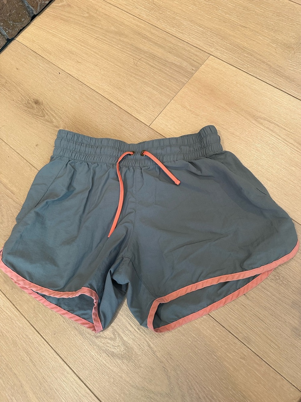 Womens Gray Athletic Shorts with Pink Trim